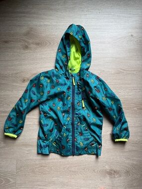 Cat & Jack Teal Shell Jacket with Neon Yellow Lining